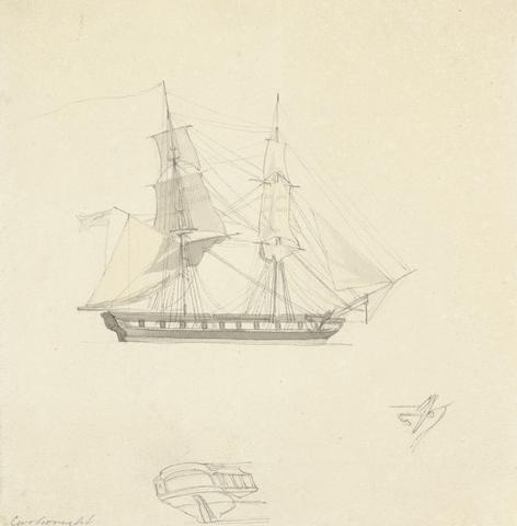 Joseph Cartwright Single Brig; Sketches of Separate Stern and Rubber