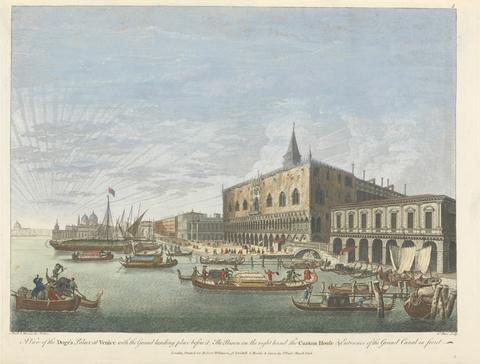 Nathaniel Parr A View of the Doge's Palace at Venice with the Grand landing place before it. The Prison on the right hand the Custom House and Entrance of the Grand Canal in front