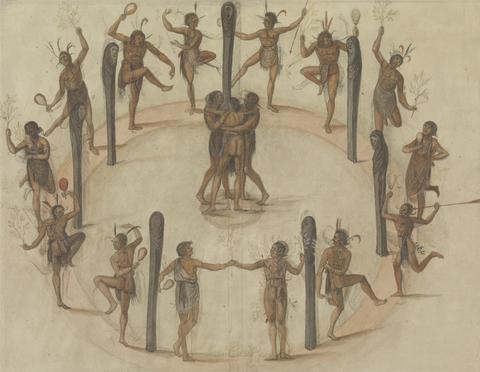 Mrs. P. D. H. Page Indians Dancing Around a Circle of Posts, after the Original by John White in the British Museum [Sir Walter Raleigh's Virginia, No. 42 A]