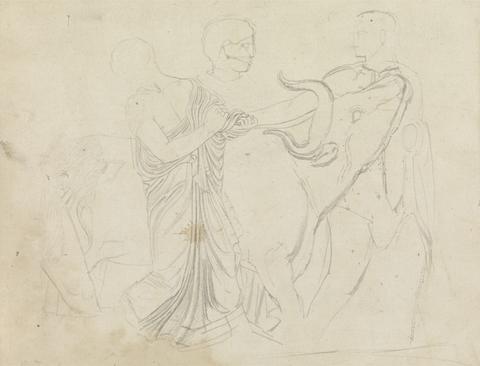 William Pars Figures with a Bull From Parthenon Frieze