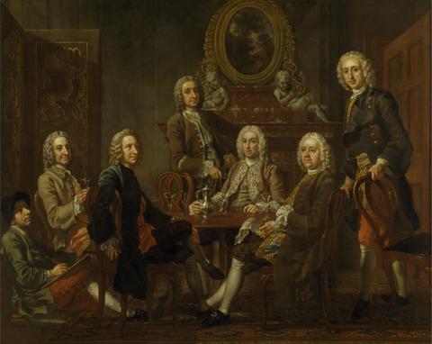 Francis Hayman Portrait of a Group of Gentleman, with the Artist