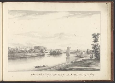 Bernard Lens III A Volume of ten drawings of Hampton Court taken by the Life - A South West View of Hampton Court from the Hurst at Molesey in Surrey