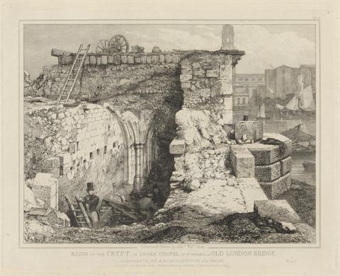 Edward William Cooke Ruins of the Crypt of St. Thomas on Old London Bridge