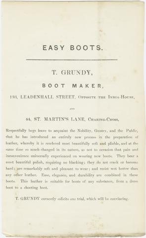 Grundy, T., (Boot maker), creator. Easy boots.