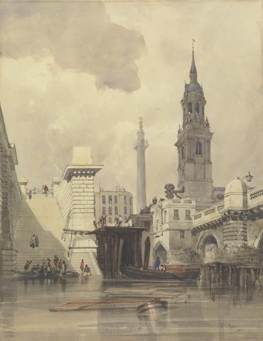 Thomas Shotter Boys The Church of St. Magnus the Martyr, London Bridge, with the Monument in the Background