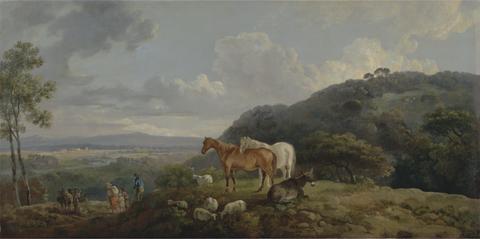 George Barret RA Morning: Landscape with Mares and Sheep