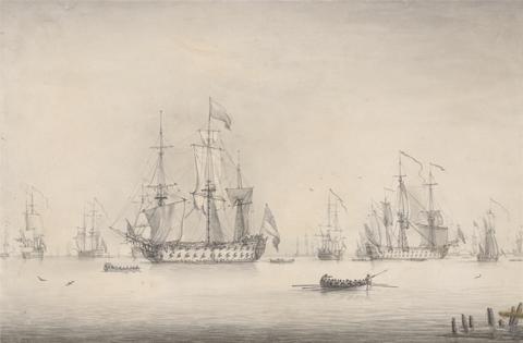 Francis Swaine A Naval Squadron Lying at Spithead