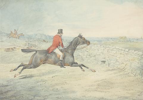 Henry Thomas Alken Rider on a Brown Horse Going at a Wall