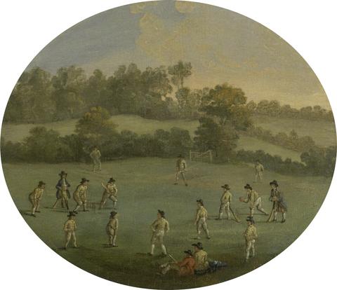 unknown artist A Game of Cricket (The Royal Academy Club in Marylebone Fields, now Regent's Park)