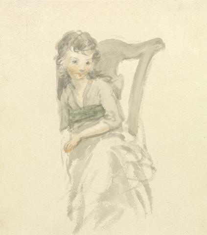 Nicholas Pocock Study of a Girl Seated on a Chair