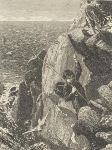 Boys Collecting Eggs on Cliff Face
