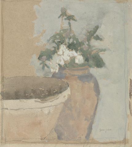 Gwen John Brown Bowl and Flowers in a Brown Vase