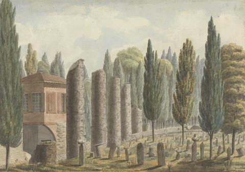 Willey Reveley Views in the Levant: Burial Ground Surrounded by Ruined Columns and Pinetrees....Turkey