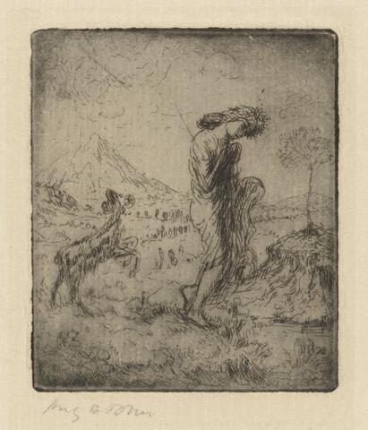 Augustus Edwin John Woman and Goat in a Landscape