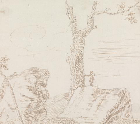 Henry Swinburne Landscape with Figure, Standing on Large Rock