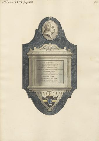 Daniel Lysons Memorial to Francis Ascough and his Wife Ann from Norwood Church