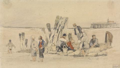 Samuel Prout Fisherfolk on the Beach, Ostend