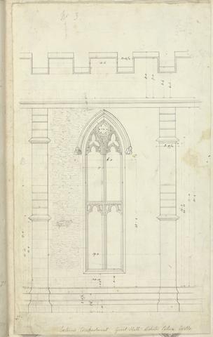Augustus Welby Northmore Pugin Bishop's Palace, Wells, Somerset: Elevation of the Great Hall