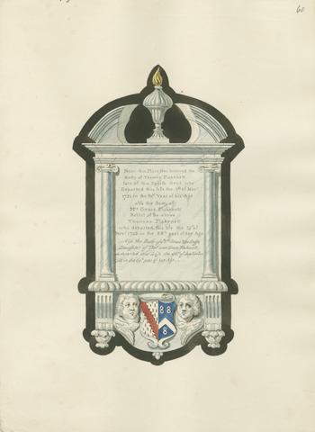Daniel Lysons Memorial to Thomas Plankenett, Mrs. Grace Plankenett and Mrs. Grace Woodroofe from Chiswick