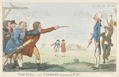 Isaac Cruikshank The Duel - or Charley Longing For a Pop