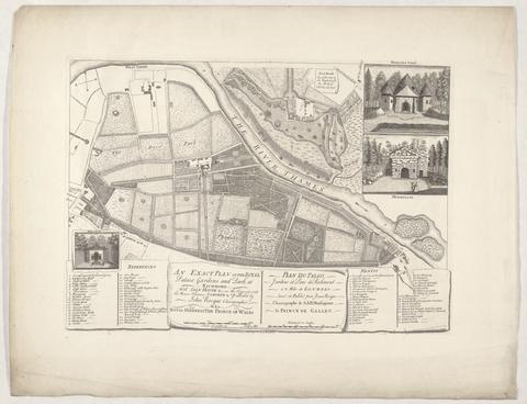 Rocque, John, -1762. An exact plan of the royal palace gardens and park at Richmond :