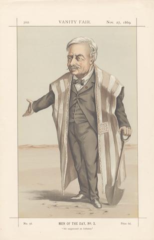 unknown artist Vanity Fair - Architects and Engineers. 'He suppressed an Isthmus'. Le Viscomte Ferdinand de Lesseps. 17 November 1869