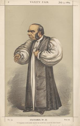 Carlo Pellegrini Vanity Fair - Clergy. 'If eloquence could justify injustice he would have saved the Irish Church.' Bishop of Petersborough. 3 July 1869