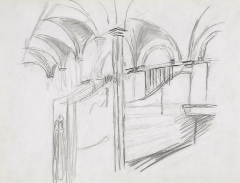 Sir Alfred J. Munnings Architectural Study, Interior of a Stable
