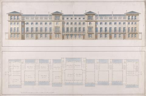 Sir Jeffry Wyatville Facade and Ground Plan of a Terrace of Houses