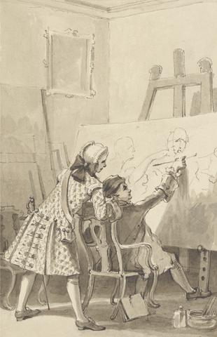 John Thomas Smith Hogarth painting 'The Lady's Last Stake,' in the Presence of Lord Charlemont