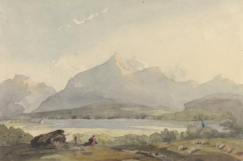 Thomas Sully Mountainous Landscape with Lake and Figure in Foreground