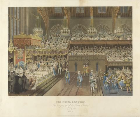 Robert Havell Jr. The Royal Banquet, the Bringing Up of the First Course, 19th July 1821