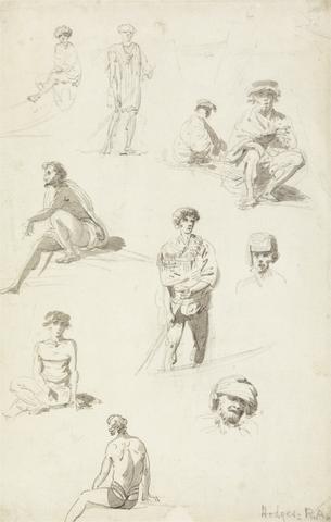 William Hodges Sheet of Studies of Oriental Figures