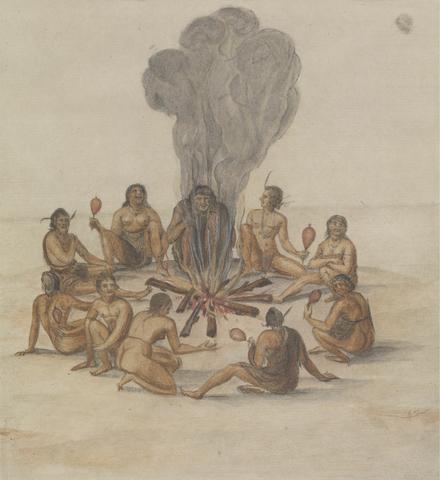 Mrs. P. D. H. Page Group of Indians Roud a Fire, after the Original by John White in the British Museum [Sir Walter Raleigh's Virginia, No. 43 A]