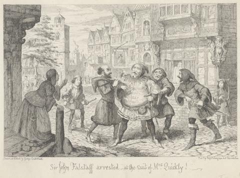 George Cruikshank London. A Street: 'Henry IV Part II,' Act II, Scene I