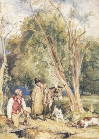 John Frederick Lewis Game Keeper and Boy Ferreting a Rabbit