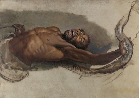 James Ward Man Struggling with a Boa Constrictor, Study for “The Liboya Serpent Seizing His Prey”