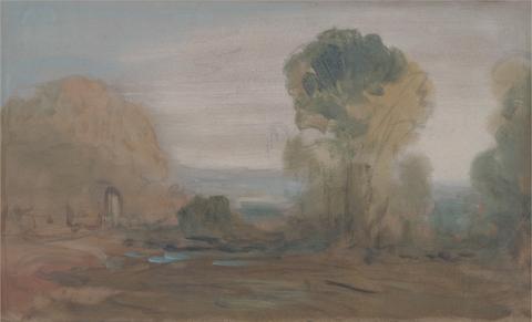 unknown artist Landscape with Trees, Building in left middle distance