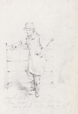 Henry Thomas Alken Man Leaning on a Fence