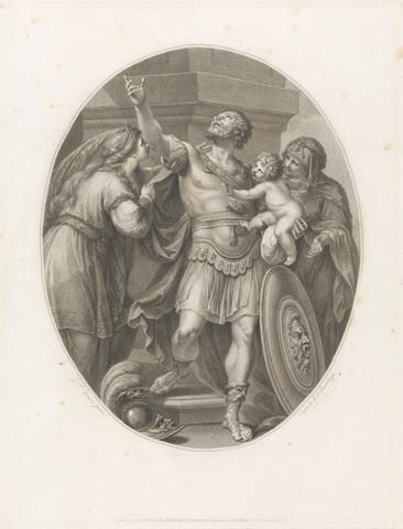 Francesco Bartolozzi RA Classical Scene of Soldier carrying Child with Two Women