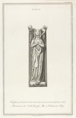 James Basire An Account of Some Ancient Monuments in Westminster Abbey, in Vetusta Monumenta, vol. 2: The Figure of Aveline Countess of Lancaster, Cumbent on her Monument (Plate II)
