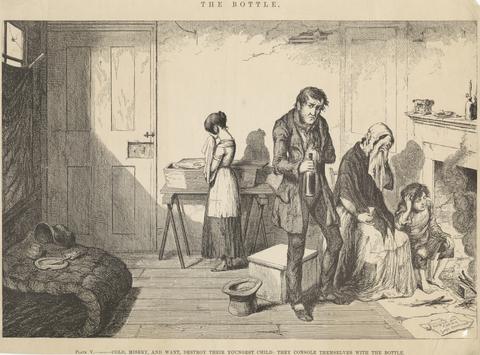 George Cruikshank Plate V, Cold, Misery, and Want Destroy Their Youngest Child