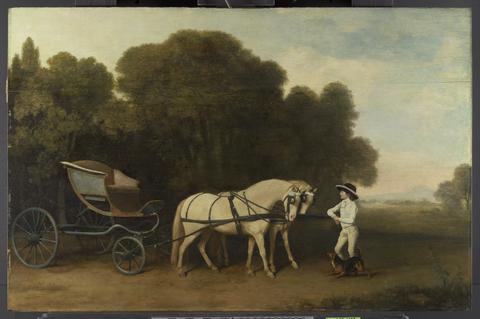 George Stubbs Phaeton with a Pair of Cream Ponies and a Stable-Lad
