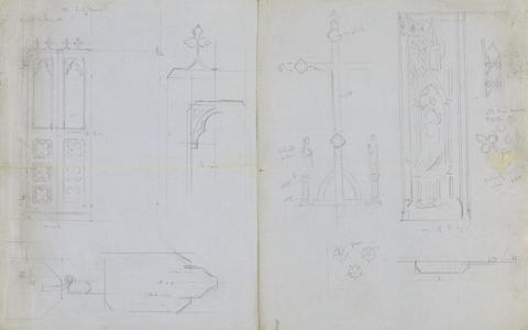 Augustus Welby Northmore Pugin Designs for Gothic Screen, Crucifix and Stained Glass Window