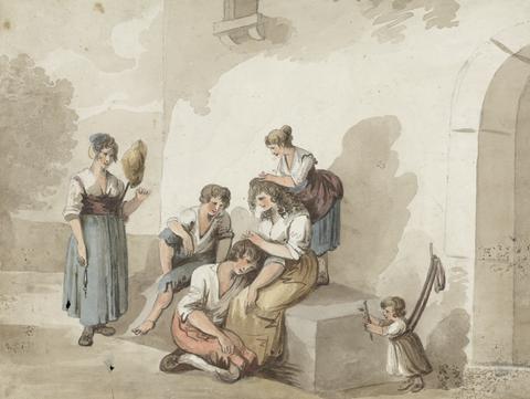 Isaac Weld "After Pinnelli" (Group of Peasants Outside a House)