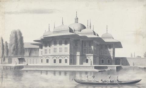 Willey Reveley Views in the Levant: Man in a Boat Being Rowed Past a Pavilion