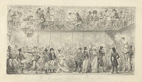 Robert Isaac Cruikshank Wash proofs to accompany Westmacott's "The English Spy": The Royal Saloon Piccadilly