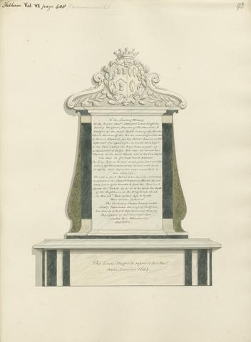 Daniel Lysons Memorial to Rt. Hon. Edmond Lord Sheffield from Fulham Church