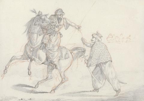 Henry Thomas Alken "Scraps", no. 32: Two Mamelukes Talking, One Mounted