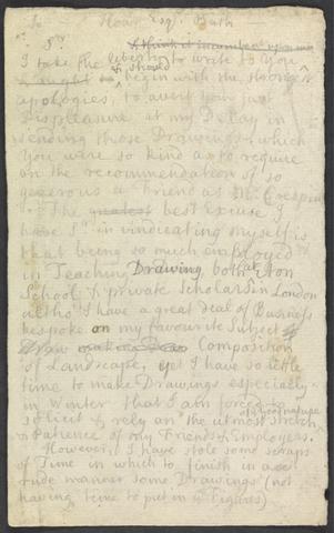 Draft of Correspondence to William Hoar Esq., Bath